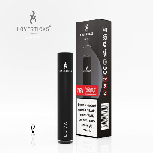 Lovesticks LUVA - Einweg E-Shisha E-Zigarette mit Nikotin - Black Basisger&auml;t