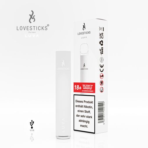 Lovesticks LUVA - Einweg E-Shisha E-Zigarette mit Nikotin - White Basisger&auml;t