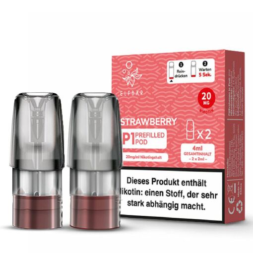 Elfbar Mate500 Pod - Vape Einweg E-Shisha E-Zigarette mit Nikotin - Strawberry