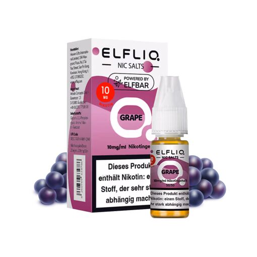 Elfbar ELFLIQ 10ml - Liquid E-Zigarette Vape Einweg Shisha - Grape - 10mg/ml