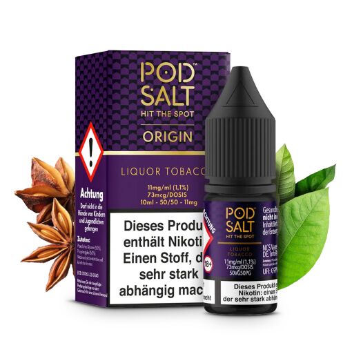 Pod Salt Origin 10ml - Liquid E-Zigarette Vape Einweg Shisha - Liquor Tobacco - 11mg/ml