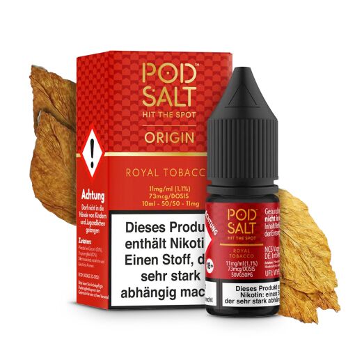 Pod Salt Origin 10ml - Liquid E-Zigarette Vape Einweg Shisha - Royal Tobacco - 11mg/ml