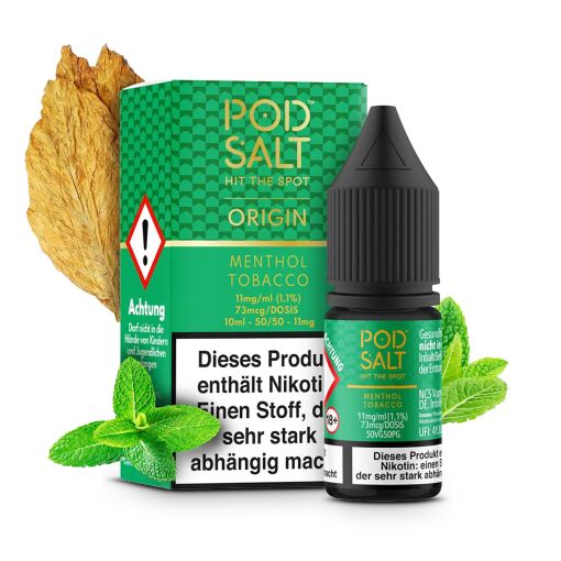 Pod Salt Origin 10ml - Liquid E-Zigarette Vape Einweg Shisha - Menthol Tobacco - 11mg/ml