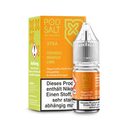 Pod Salt Xtra 10ml - Liquid E-Zigarette Vape Einweg Shisha - Orange Mango Lime - 20mg/ml