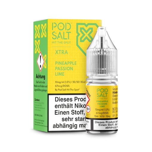 Pod Salt Xtra 10ml - Liquid E-Zigarette Vape Einweg Shisha - Pineapple Passion Lime - 20mg/ml