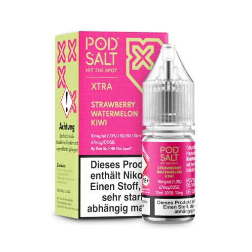 Pod Salt Xtra 10ml - Liquid E-Zigarette Vape Einweg Shisha - Strawberry Watermelon Kiwi - 20mg/ml