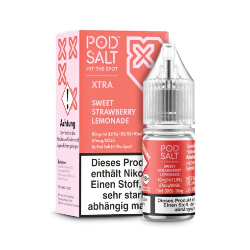 Pod Salt Xtra 10ml - Liquid E-Zigarette Vape Einweg Shisha - Sweet Strawberry Lemonade - 20mg/ml