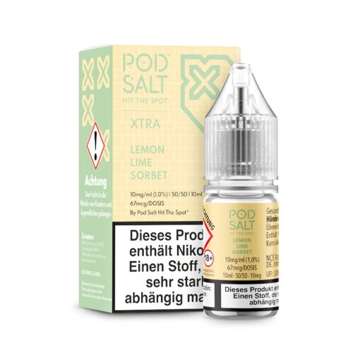 Pod Salt Xtra 10ml - Liquid E-Zigarette Vape Einweg Shisha - Lemon Lime Sorbet - 20mg/ml