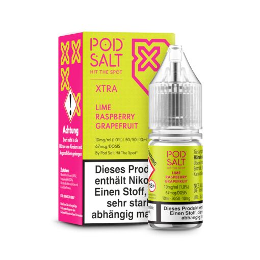 Pod Salt Xtra 10ml - Liquid E-Zigarette Vape Einweg Shisha - Lime Raspberry Grapefruit - 10mg/ml