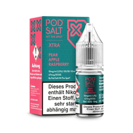 Pod Salt Xtra 10ml - Liquid E-Zigarette Vape Einweg Shisha - Pear Apple Raspberry - 10mg/ml