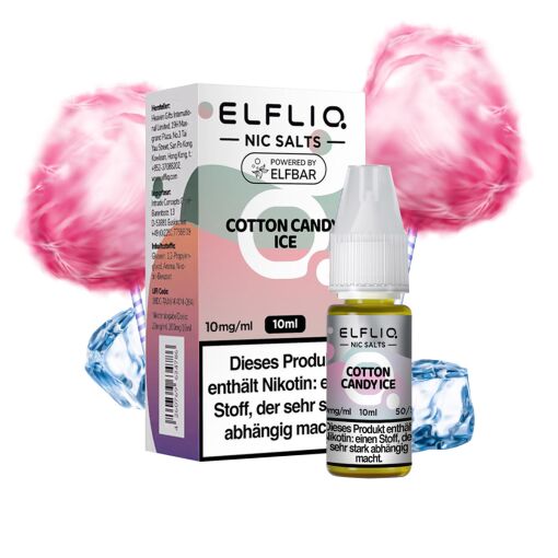 Elfbar Elfliq  10ml - Liquid E-ZigaretteVape Einweg Shisha - Cotton Candy Ice - 10mg/ml