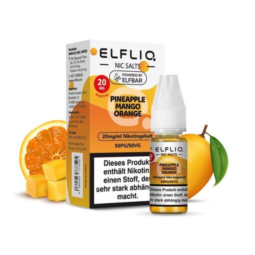 Elfbar ELFLIQ 10ml - Liquid E-Zigarette Vape Einweg Shisha - Pineapple Mango Orange - 20mg/ml