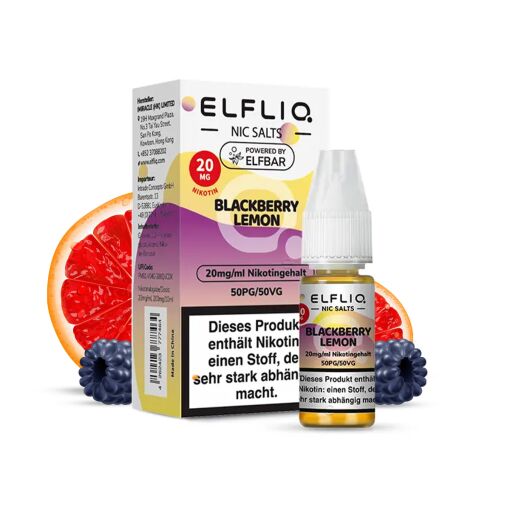 Elfbar ELFLIQ 10ml - Liquid E-Zigarette Vape Einweg Shisha - Blackberry Lemon - 20mg/ml