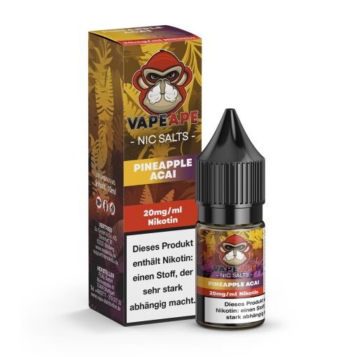 VapeApe 10ml - Liquid E-Zigarette Vape Einweg Shisha - Pineapple Acai - 10mg/ml