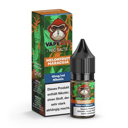 VapeApe 10ml - Liquid E-Zigarette Vape Einweg Shisha - Melonfruit Maracuja - 20mg/ml