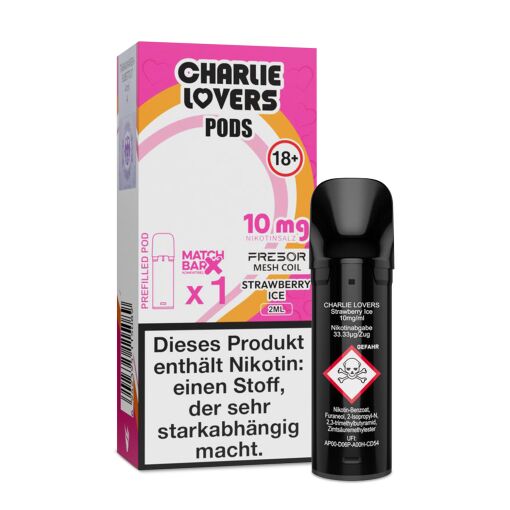 Charlie Lovers POD - Einweg Shisha E-Zigarette - Strawberry Ice 10mg