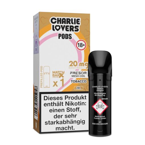 Charlie Lovers POD - Einweg Shisha E-Zigarette - Tobacco 20mg