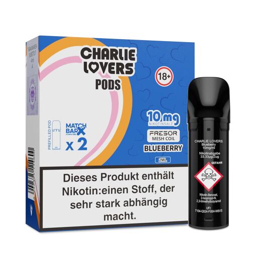 Charlie Lovers PODS - Einweg Shisha E-Zigarette - Blueberry 10mg