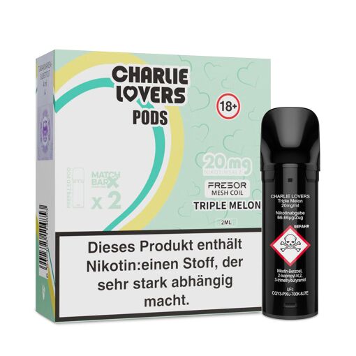 Charlie Lovers PODS - Einweg Shisha E-Zigarette - Triple Melon 20mg