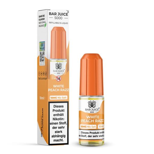 Bar Juice 5000 - Liquid E-Zigarette Vape Einweg Shisha 10ml - White Peach Razz 10mg