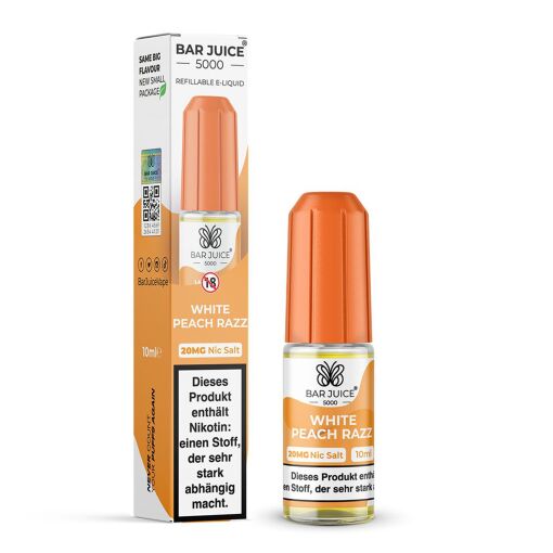 Bar Juice 5000 - Liquid E-Zigarette Vape Einweg Shisha 10ml - White Peach Razz 20mg